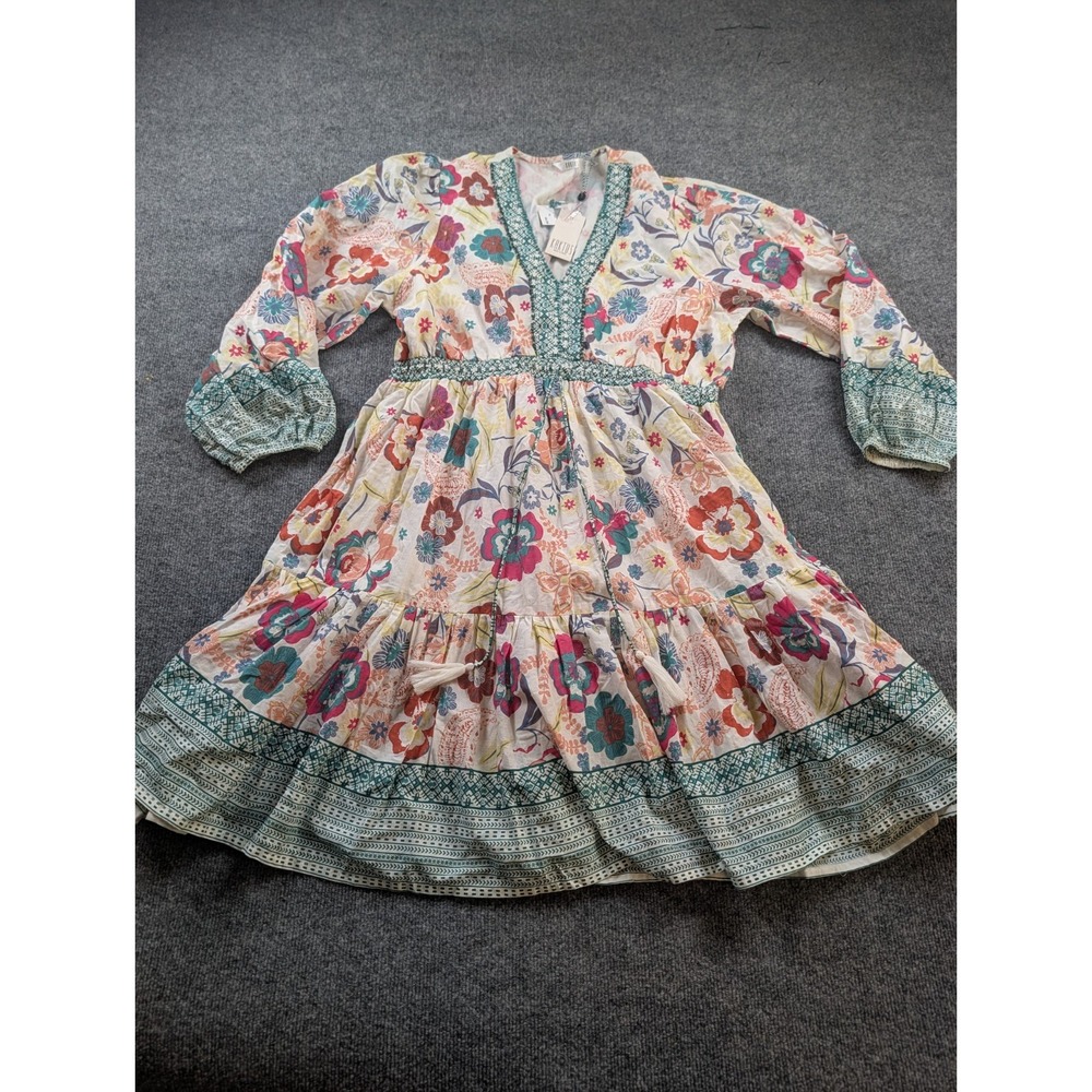 Kaktus Dress XL Cracker Barrel Exclusive Floral Beaded Neckline Tiered NWT